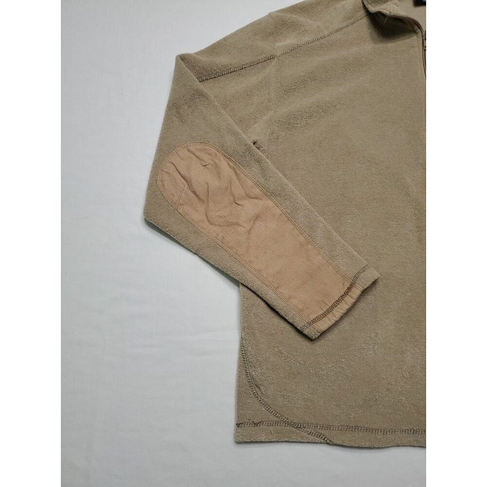 Kavu Fleece Jacket Mens Large Tan Full Zip Zip Chest Pocket Canvas Elbow Patches - Picture 6 of 11